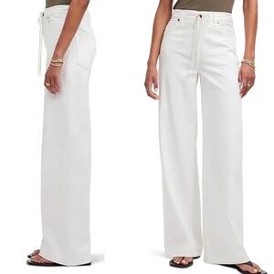 NWT MADEWELL High-Waist Superwide-Leg Jeans with Drawstring ivory color size 27